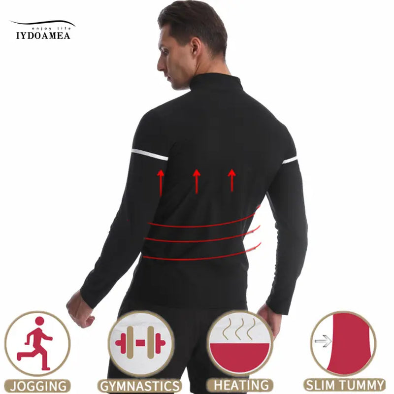 IYDOAMEA Sauna Suit for Men, Long Sleeve Shirt with Zipper, Gym Body Shaper Waist Trainer Outdoorfun Dealsforyoudays