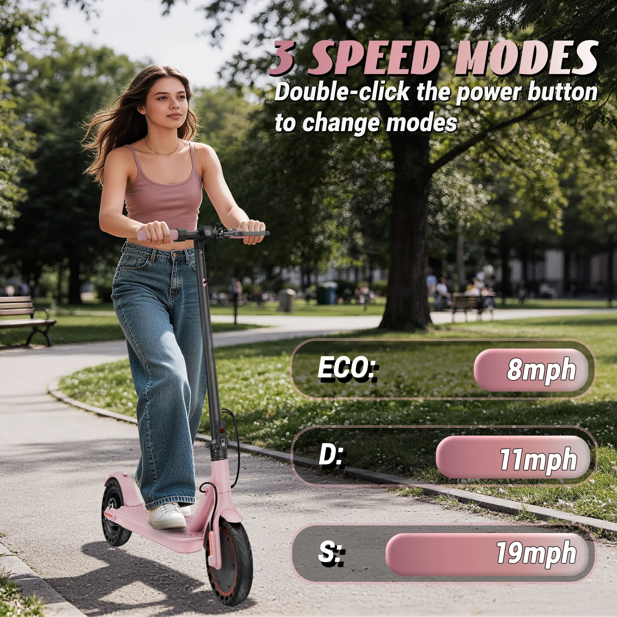 AOPO Foldable Electric Commuter Scooter 350W Motor, 8.5-Inch Solid Tires, up to 19 MPH |12-16 Mile Range, Portable Commuting Scooter | Puncture-Proof Tire Smart APP Control | Warm Spring Commuting Scooter Tiktokshopspringglowup