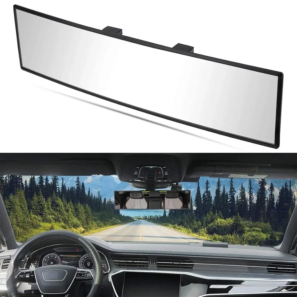 11.81 Inch Panoramic Convex Real View Mirror, Interior Clip-On Wide Angle to Reduce Blind Spot Effectively for Car SUV Trucks Clear Visibility Safety Install Rearview High Definition