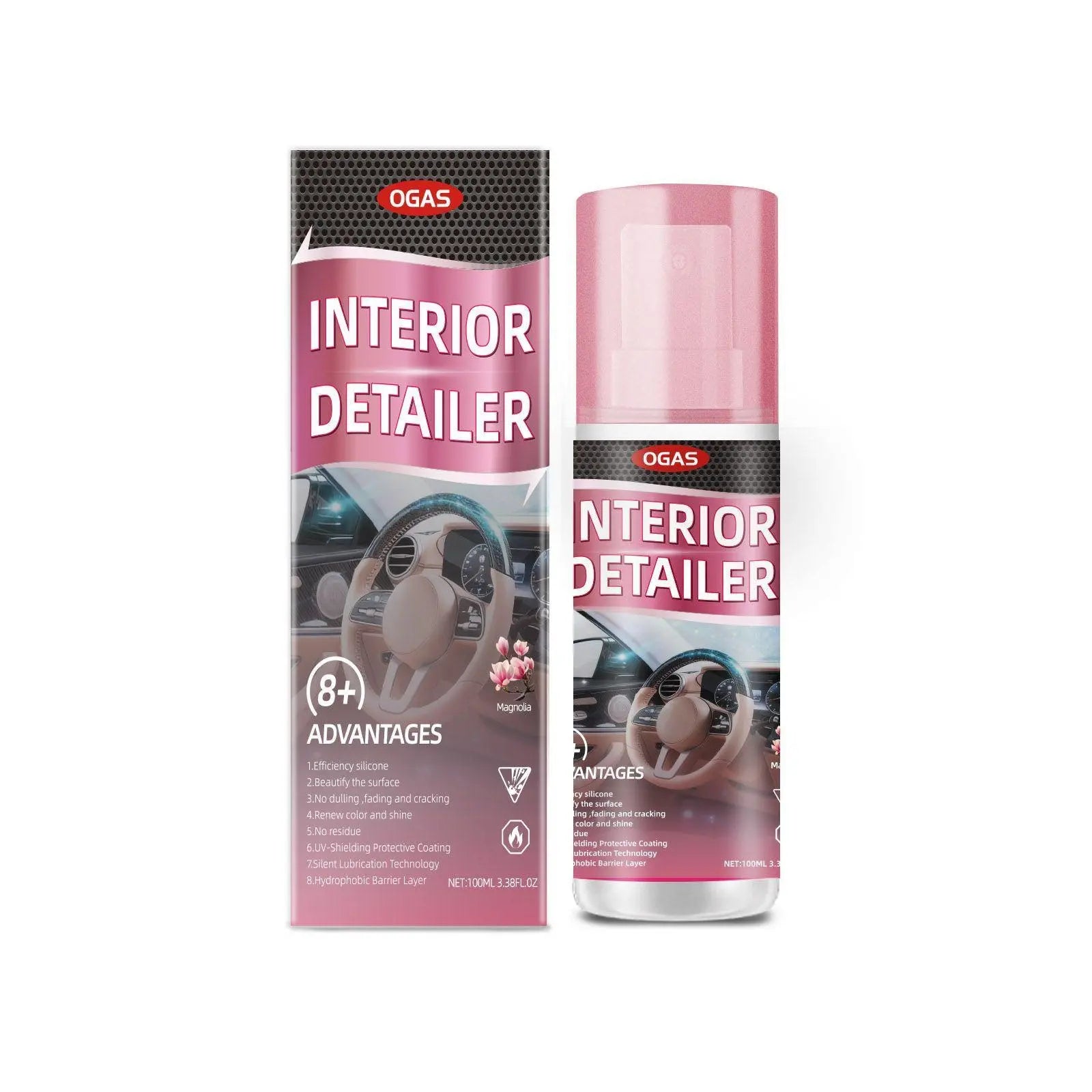 1/2/3 PACK UV Protection Interior Detailer – All-In-One Cleaner for Leather, Plastic, Rubber & Vinyl | Waterless Spray Wax & Trim Restorer, Anti-Oxidation, Glossy Finish for Car Interiors & Exteriors, 100Ml Kit