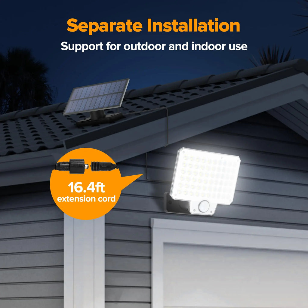 LUTEC Solar Lights Outdoor, 240 LED 3000LM Solar Powered Motion Sensor Flood Lights with Remote, Solar Flood Light with 3 Modes, Security Lights with 16.4Ft Cable IP65 Waterproof for Yard