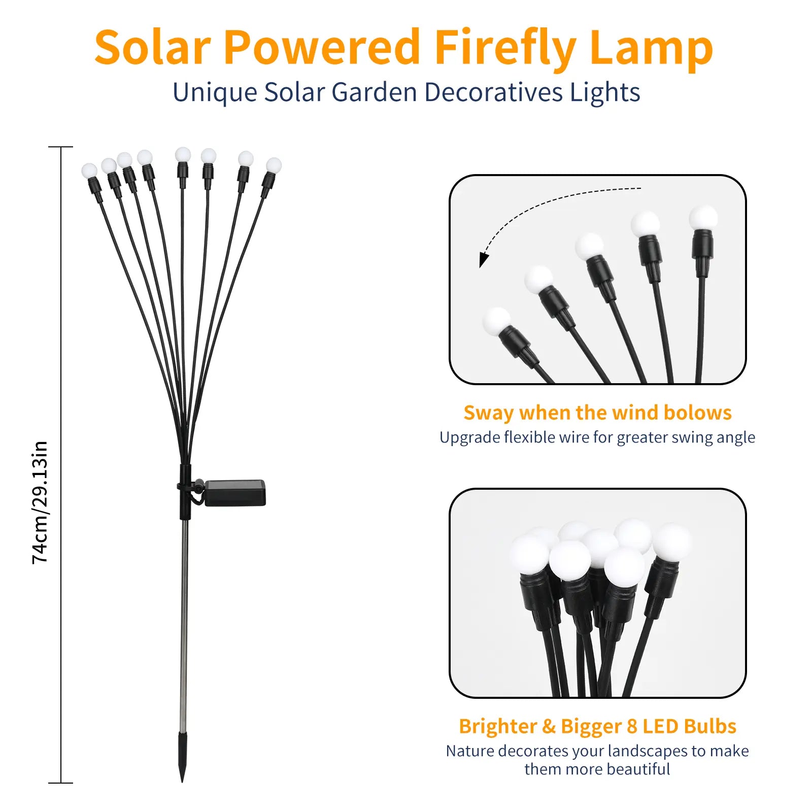 Solar Lights Outdoor Waterproof 2 Pack, Upgraded Outdoor Firefly Light for Yard Patio Garden Decor, Solar Lights for outside Gardening Supplies,Gifts for Grandma