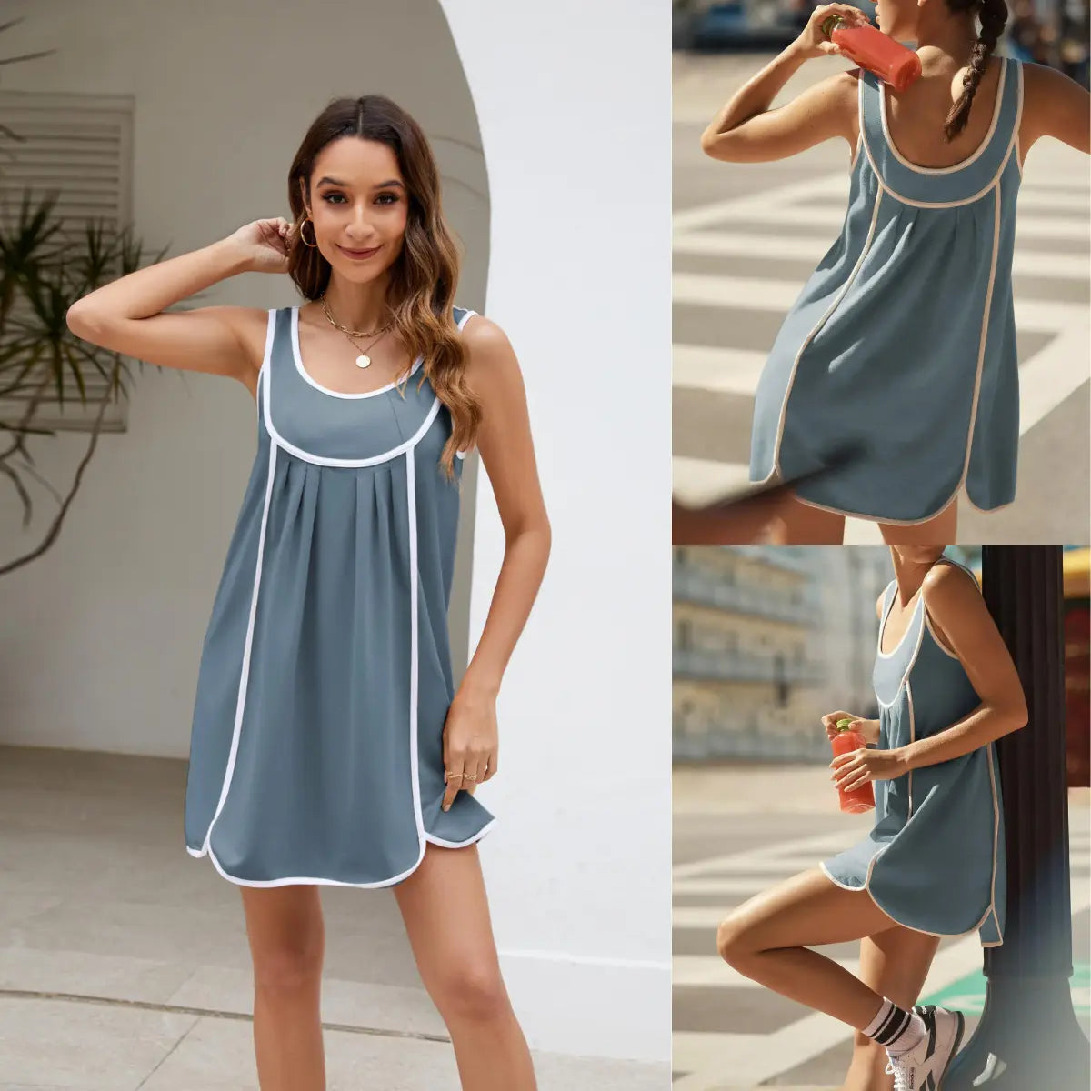 UANEO Womens Summer Athletic Sleeveless Mini Dress Casual Oversized Workout Tennis Dress Sundress