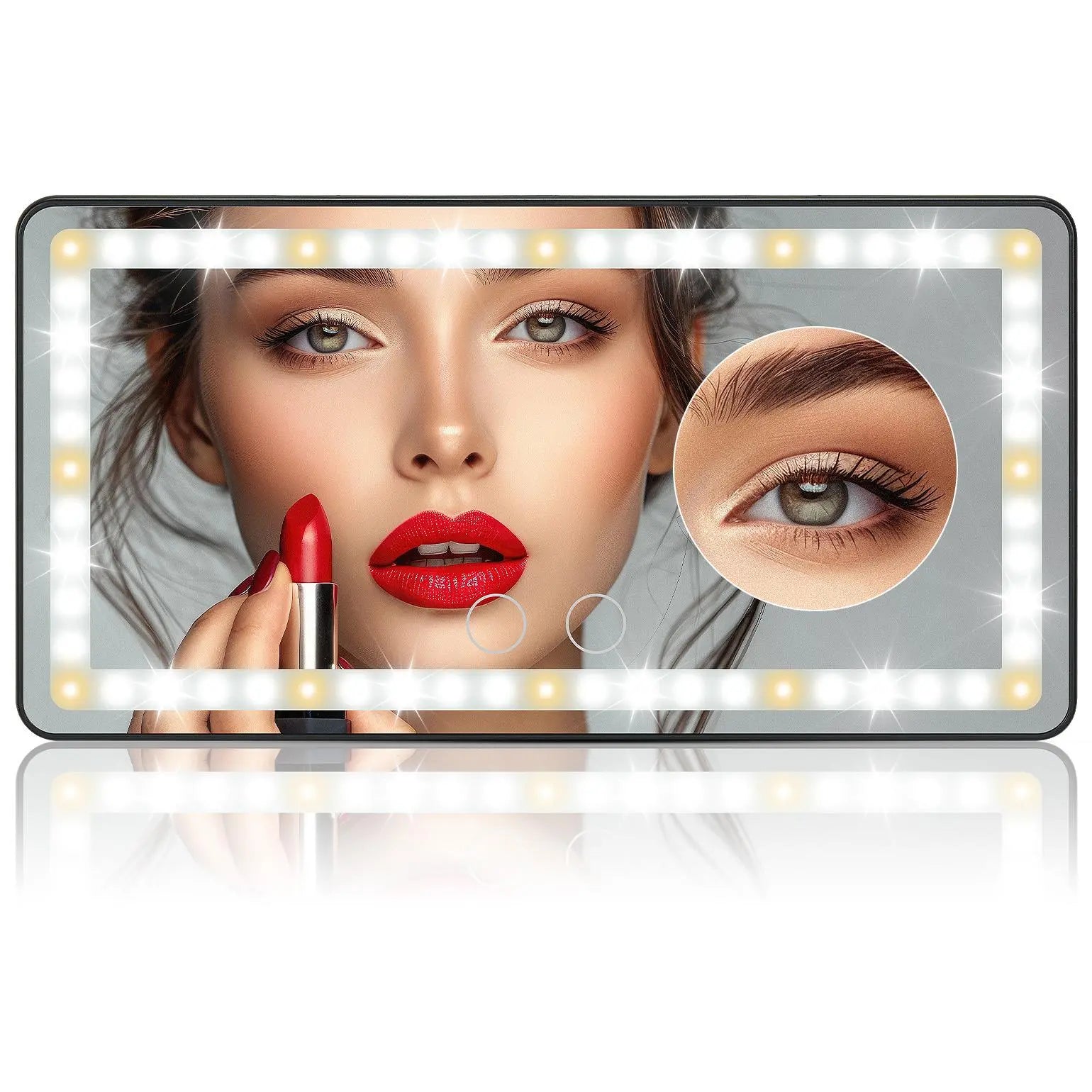 Joytutus Summervibes Car Sun Visor Vanity Mirror with 60 Leds Dimmable Touch Control Rechargeable 50% Brighter 60% More Energy Efficient Universal Fit Batteries Included, Led Car Ambient Light, Car Accessories