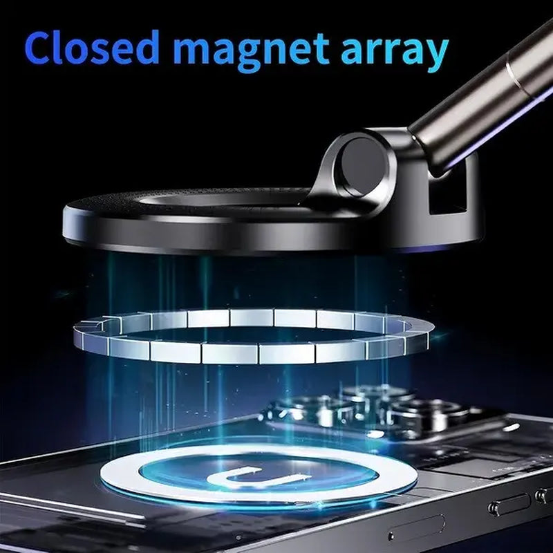 Guccqueen Universal Magnetic Car Phone Holder Strong Vacuum Suction Cup Mount for All Smartphones & Vehicles Foldable Design Works on Dashboard Gym & Bathroom Mirrors