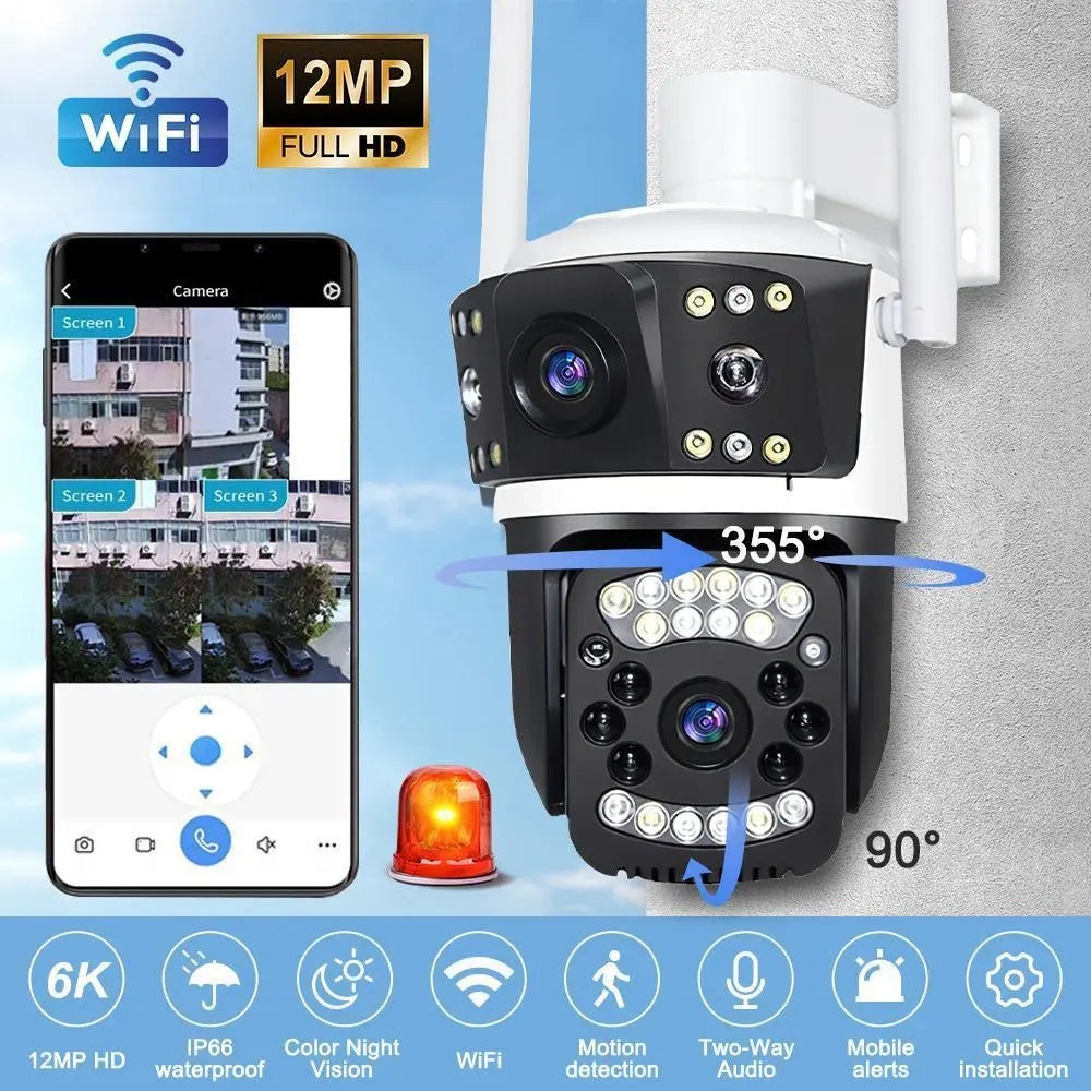 Triple-Lens Solar 360° Dome Camera, 360 Camoflauge Security Cameras Wireless Outdoor Solar Powered, Cameras for Home Security, 360 Pan & Tilt Surveillance Camera for Valentine’S Day Gift