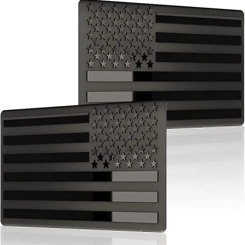 3D Metal All Black American Flag Emblem Decal Stickers (1 Pair), Matte Black 5" X 3" Patriotic USA US Flag Car Decals Bumper Stickers for Truck, Window, Motorcycle, Support US Military