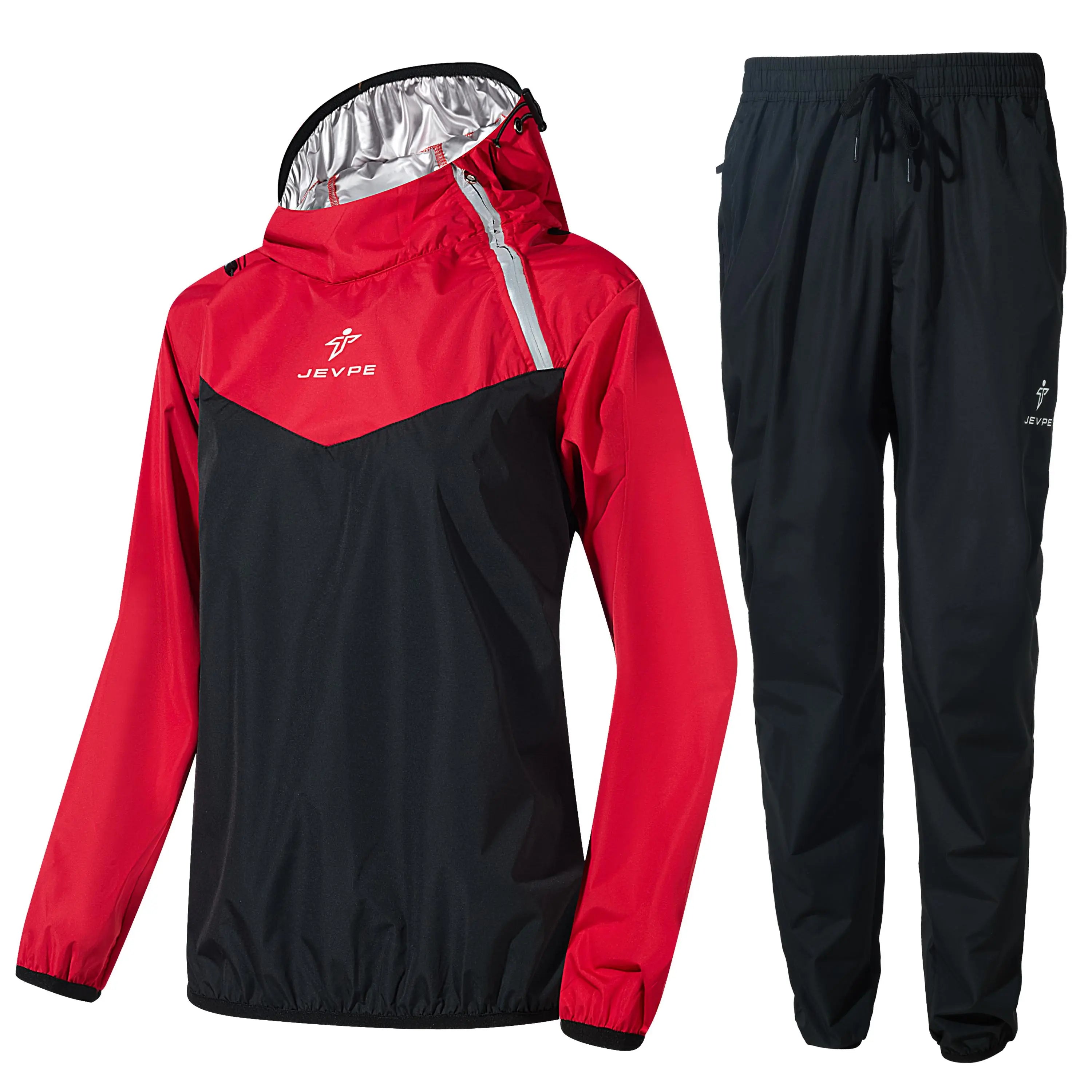 JEVPE Women'S Sweat Sauna Jacket & Pants Gym Workout Tracksuit with Hood Body Shaper Summer Lounge Sweatsuits Sports Tummy Control