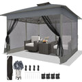 12X12 Ft. Portable Instant Gazebo Outdoor Patio - Oxford Fabric, Mosquito Netting, Waterproof, UPF 50+ Sun Protection, Ground Stakes, Adjustable Shade, Quick Setup Patio Furniture for Backyards, Backyard Decor,Summervibes