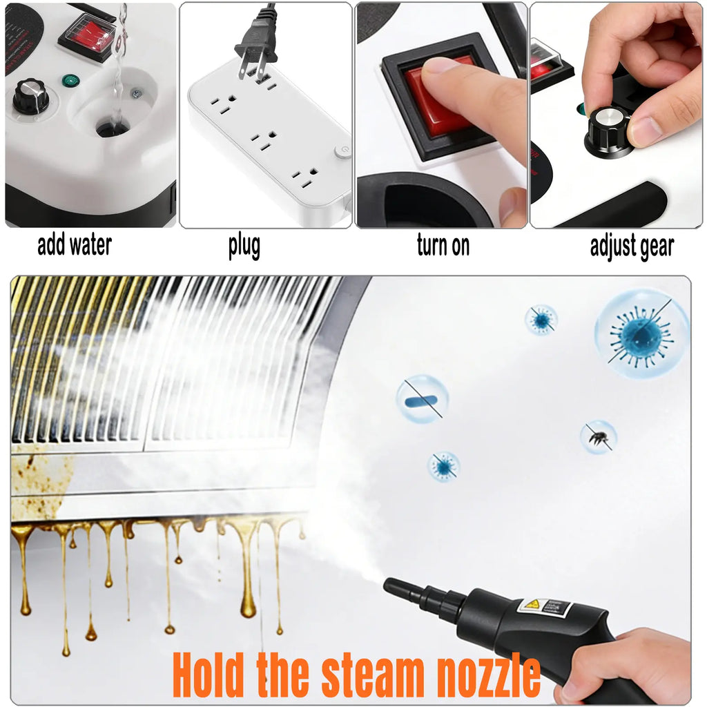 2500W Handheld Steam Cleaner High-Temperature 221 ℉ & High-Pressure 3.0Bar Portable Car Steamer with 20 Accessories for Kitchen Grease Car Detailing & Bathroom Cleaning