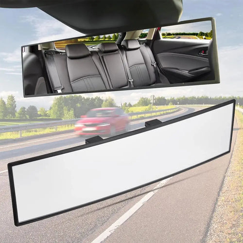 11.81 Inch Panoramic Convex Real View Mirror, Interior Clip-On Wide Angle to Reduce Blind Spot Effectively for Car SUV Trucks Clear Visibility Safety Install Rearview High Definition