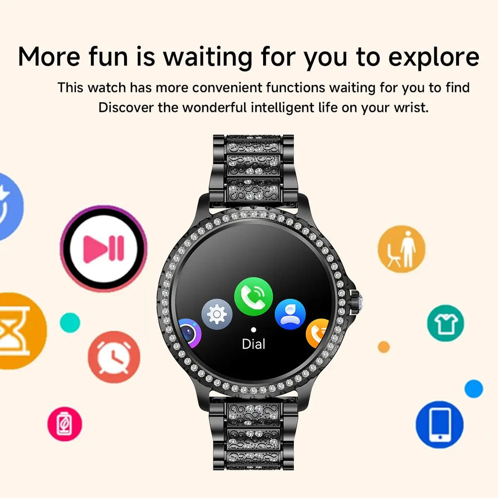 Fashion Smart Watch for Women, 1.32-Inch HD Large Screen Digital Watch with 2 Straps, Waterproof Fitness Tracker, Compatible with Android and Ios Systems, Wearable Wristwatch