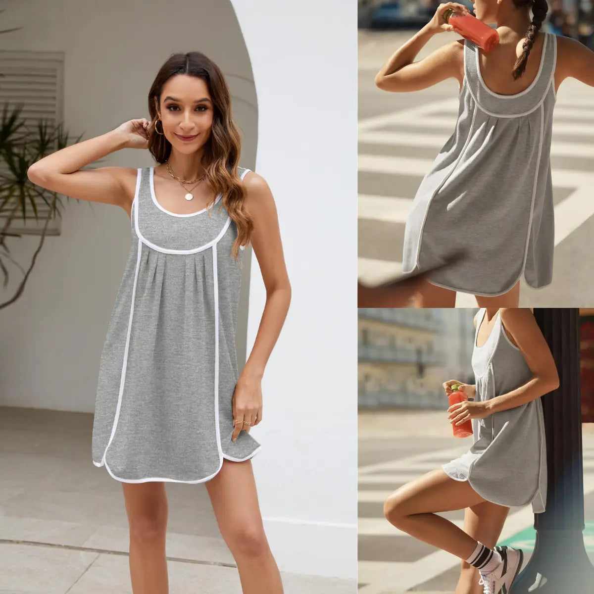 UANEO Womens Summer Athletic Sleeveless Mini Dress Casual Oversized Workout Tennis Dress Sundress