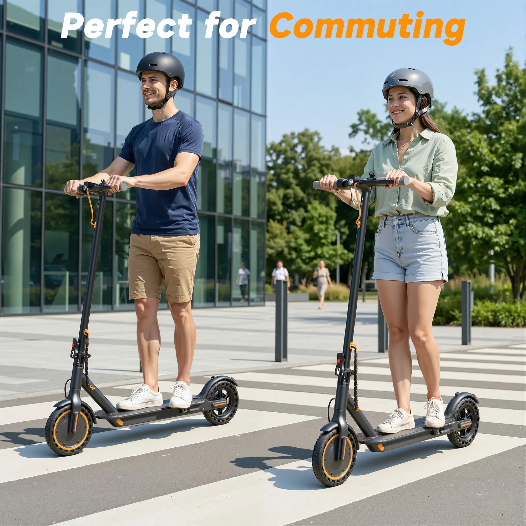 Adult Foldable Electric Commuter Scooter with APP, 350W/500W Motor, 8.5"/10" Puncture-Proof Solid Tires, 19/21MPH Top Speed, 16-28 Mi Range, Dual Braking System, Suspension, Portable Max Pro (Black)