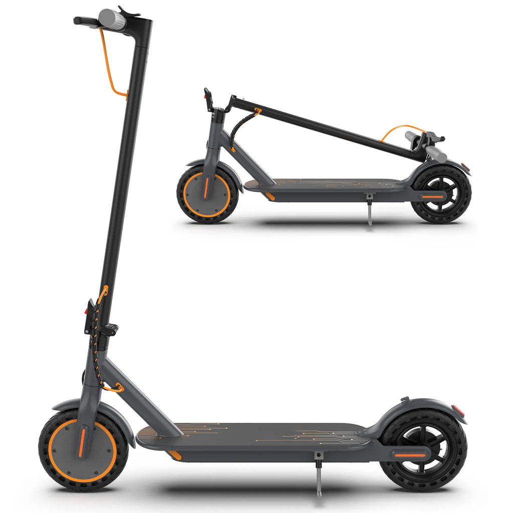 Adult Foldable Electric Commuter Scooter with APP, 350W/500W Motor, 8.5"/10" Puncture-Proof Solid Tires, 19/21MPH Top Speed, 16-28 Mi Range, Dual Braking System, Suspension, Portable Max Pro (Black)