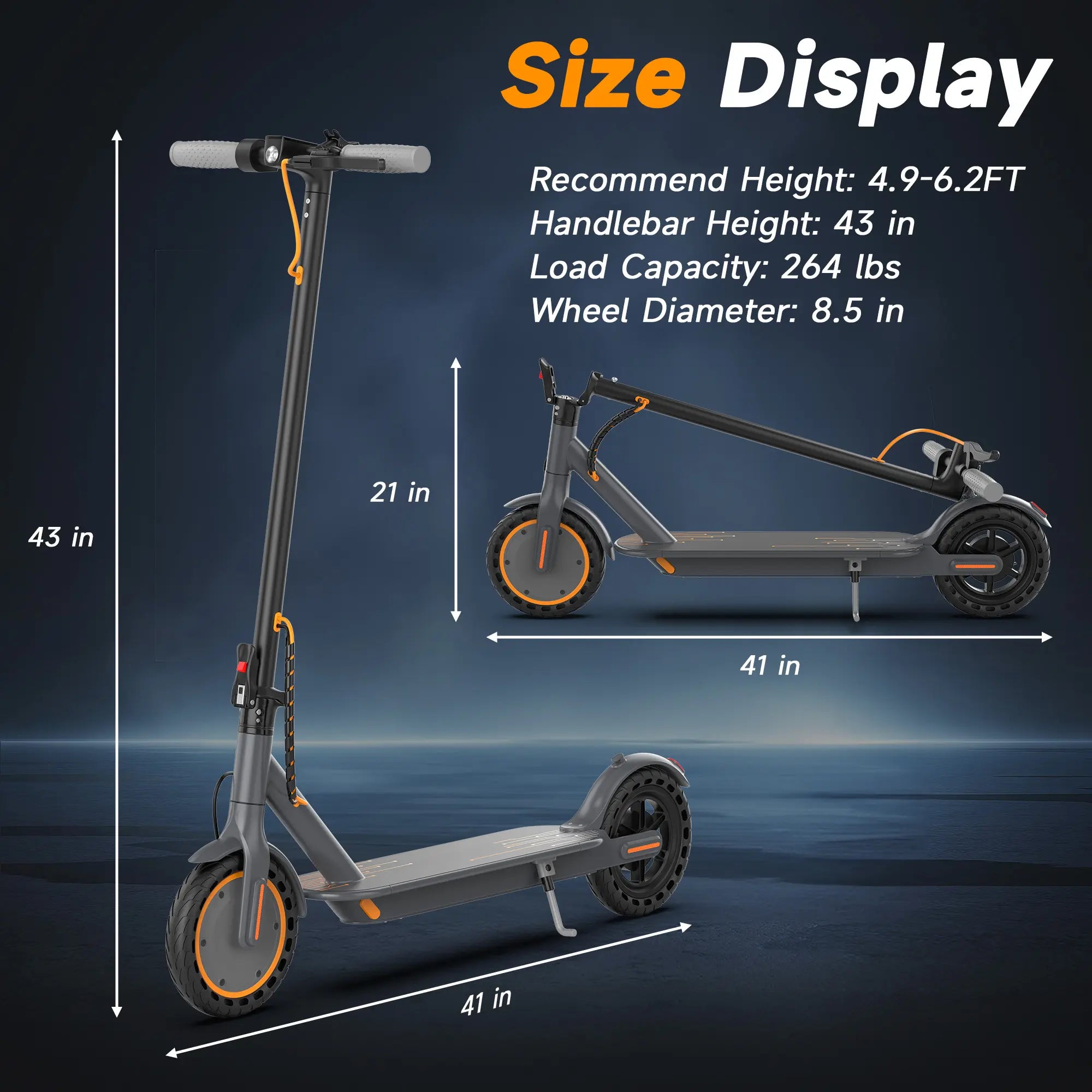 Adult Foldable Electric Commuter Scooter with APP, 350W/500W Motor, 8.5"/10" Puncture-Proof Solid Tires, 19/21MPH Top Speed, 16-28 Mi Range, Dual Braking System, Suspension, Portable Max Pro (Black)