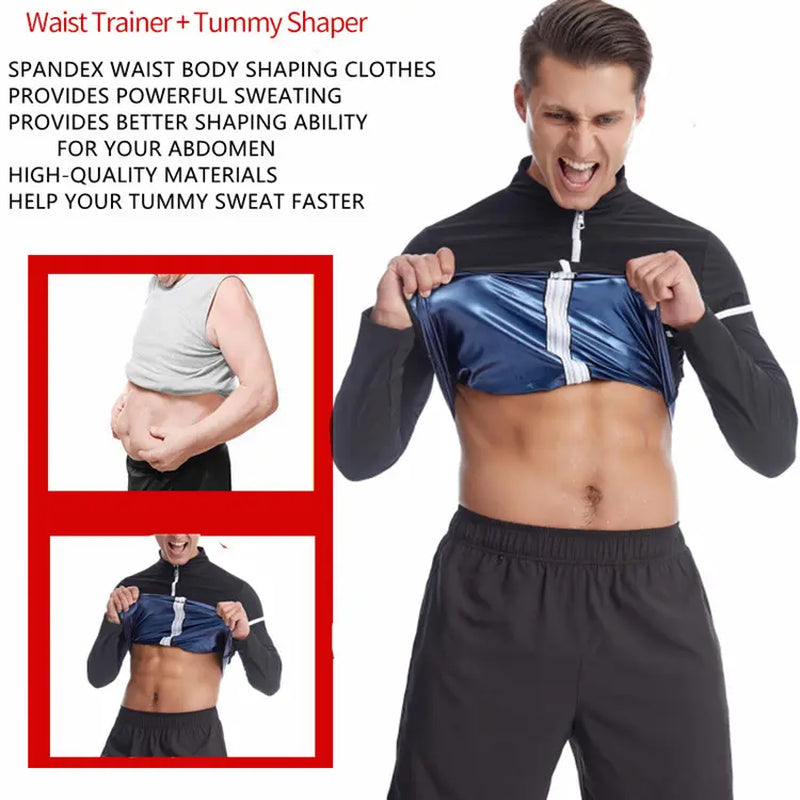 IYDOAMEA Sauna Suit for Men, Long Sleeve Shirt with Zipper, Gym Body Shaper Waist Trainer Outdoorfun Dealsforyoudays