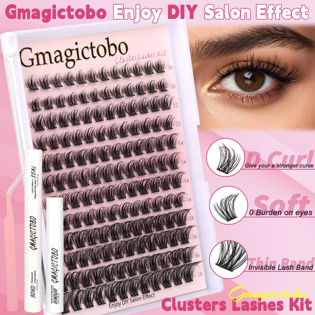 No Itchy Eyes Here Long-Lasting, Waterproof & Super Soft & Thin Band | Waterproof Long-Lasting Natural Daily Volume Style Beginner-Friendly DIY Lashes for Flawless Voluminous Look Trendy Must-Have Clusters