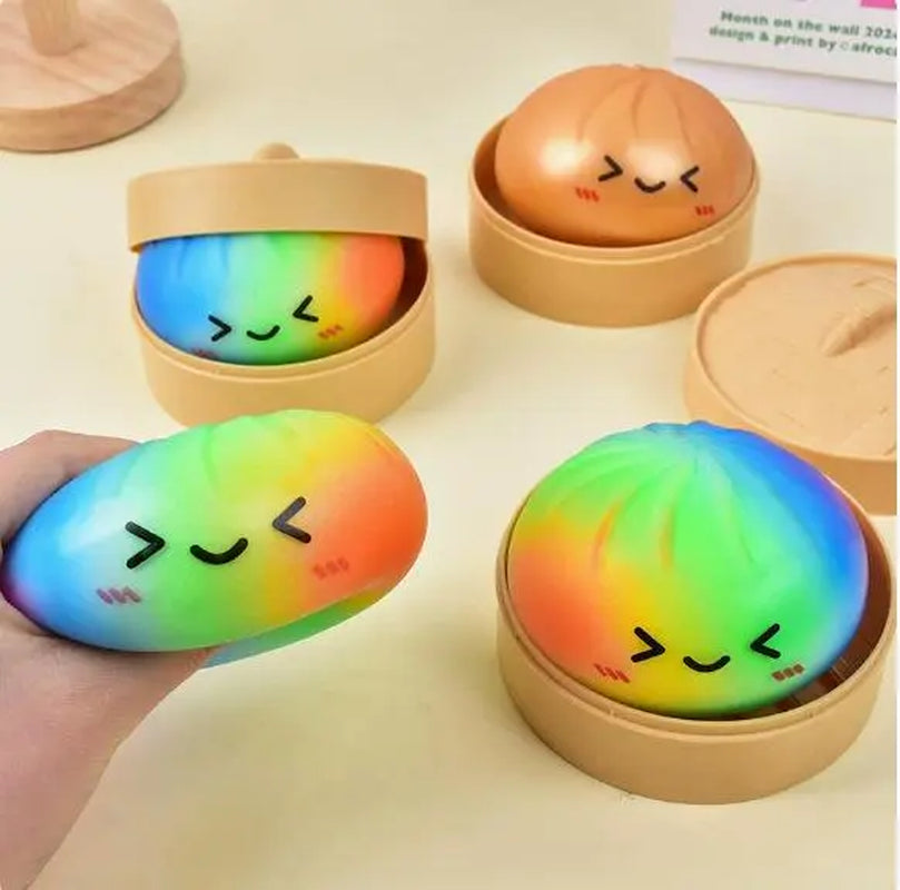 Cute Dumpling-Shaped Slow Rebound Stress Relief Toy, Soft TPR Material, Random Style, Anime-Inspired Silicone Design. Ideal Birthday, Valentine'S Day, Easter, Thanksgiving and Christmas Gift for Kids.