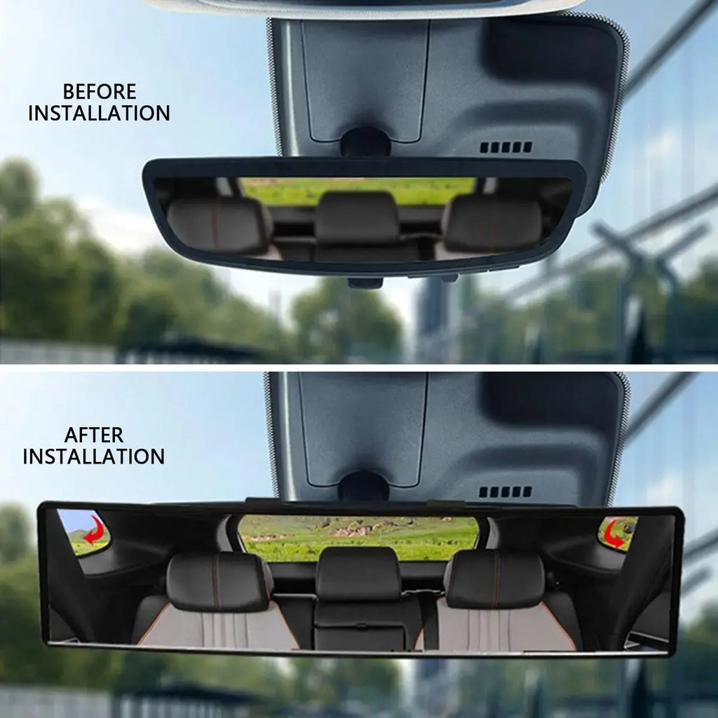 11.81 Inch Panoramic Convex Real View Mirror, Interior Clip-On Wide Angle to Reduce Blind Spot Effectively for Car SUV Trucks Clear Visibility Safety Install Rearview High Definition