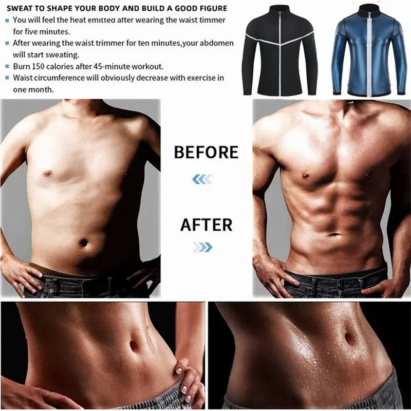 IYDOAMEA Sauna Suit for Men, Long Sleeve Shirt with Zipper, Gym Body Shaper Waist Trainer Outdoorfun Dealsforyoudays
