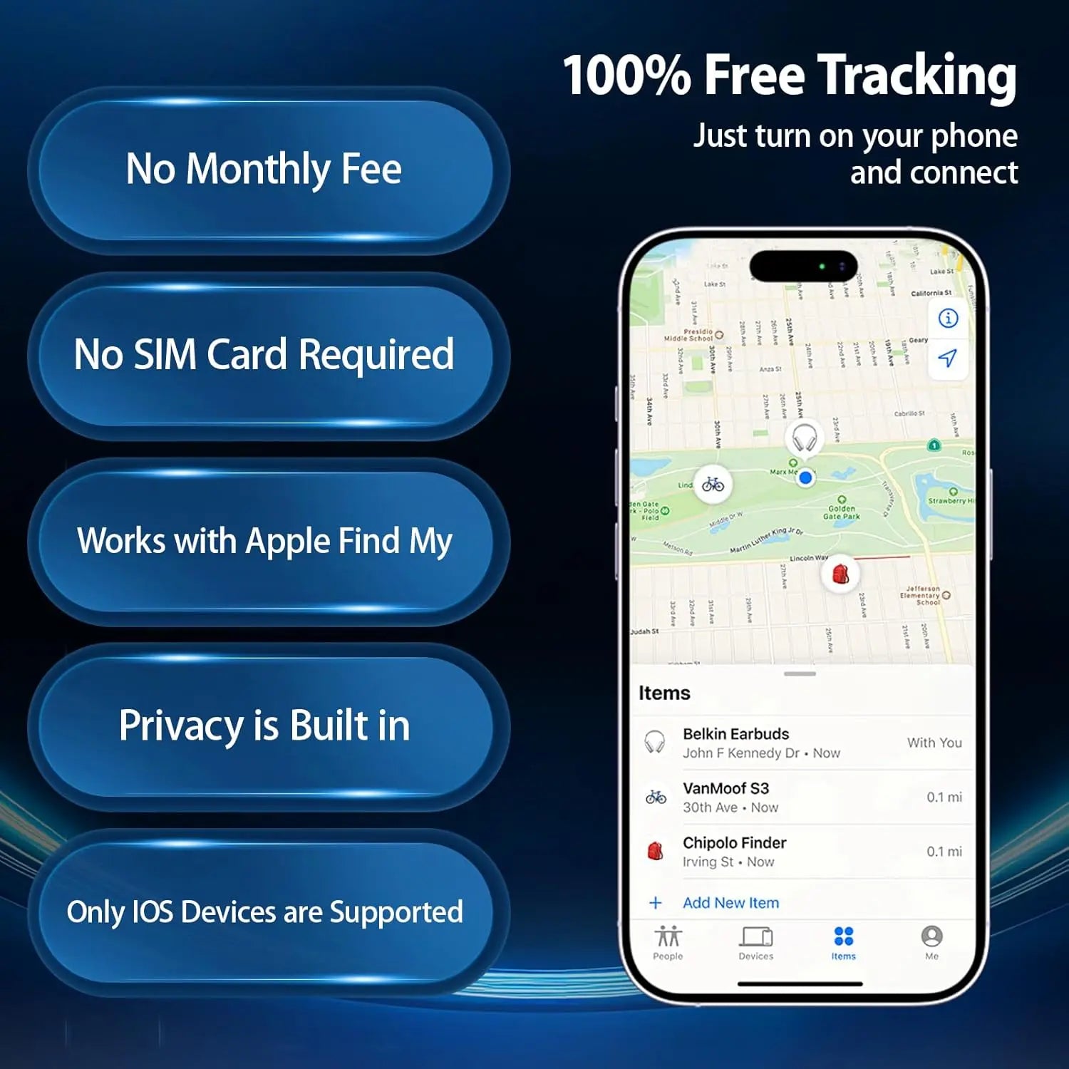 Magnetic Mini GPS Tracker Device with Waterproof Case, No Monthly Fee, Anti-Lost Device, Pet Tracker, Works with Apple Find My