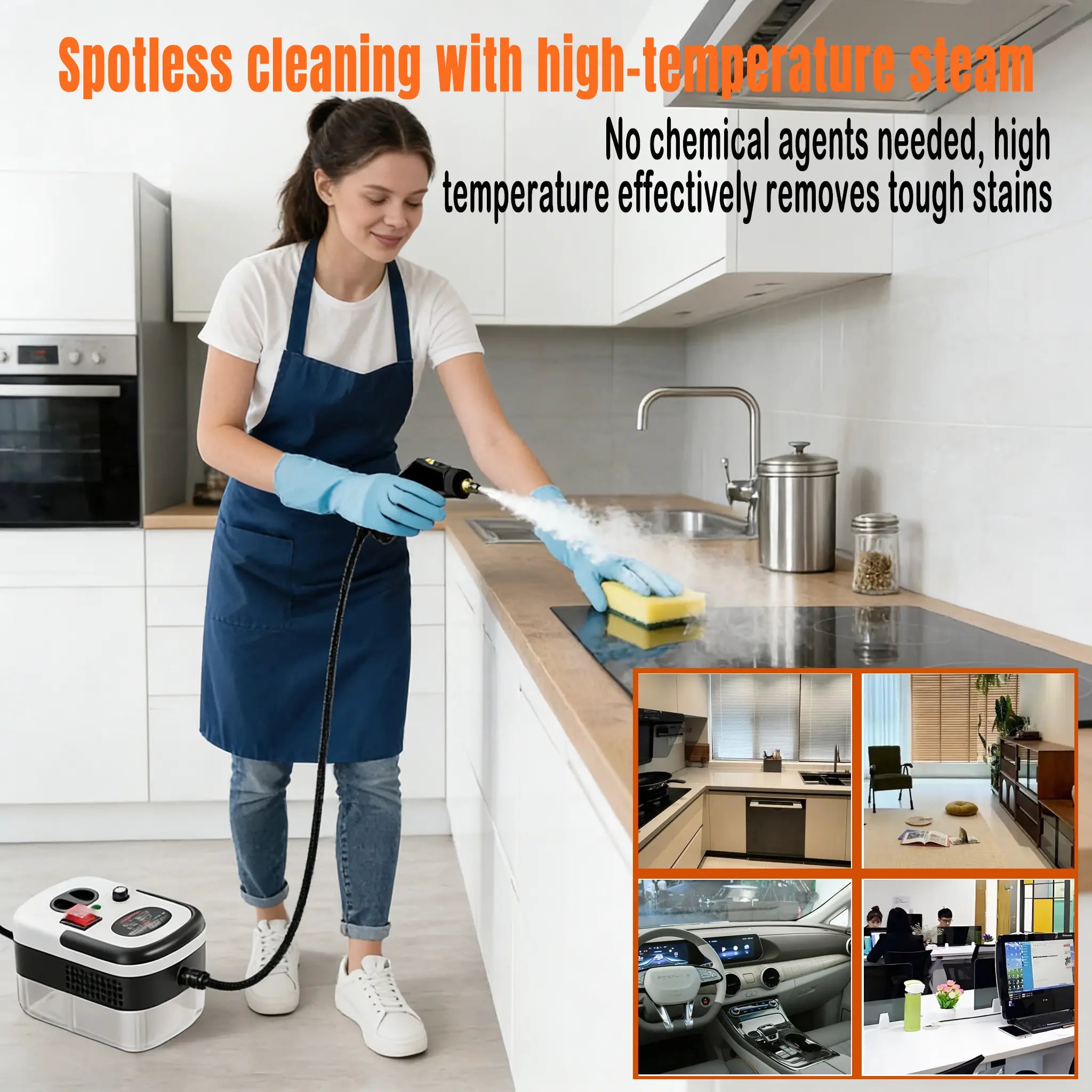 2500W Handheld Steam Cleaner High-Temperature 221 ℉ & High-Pressure 3.0Bar Portable Car Steamer with 20 Accessories for Kitchen Grease Car Detailing & Bathroom Cleaning