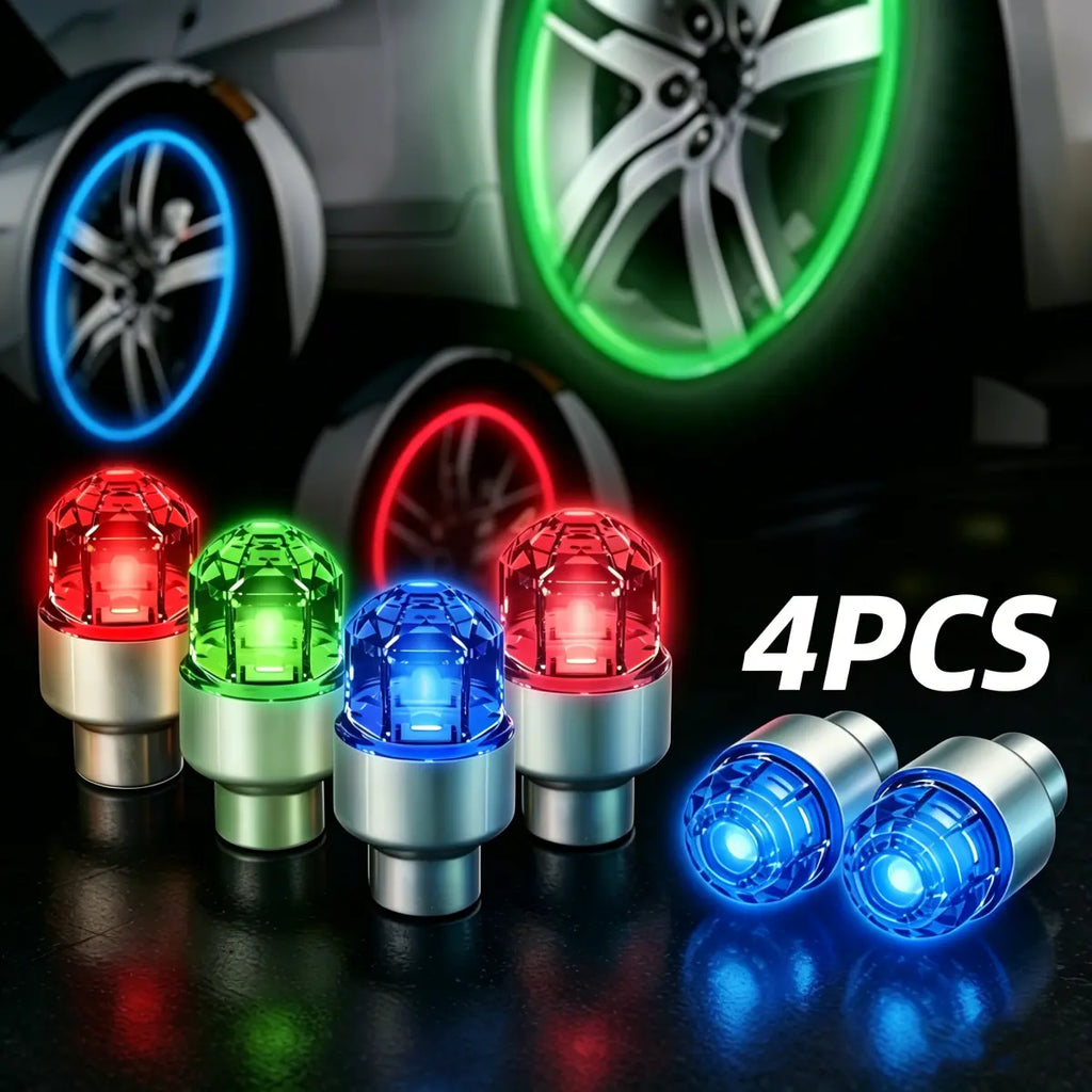 QIFOR LED Wheel Light Waterproof Luminous Car Tire Valve Caps Vibration-Sensitive LED Tire Valve Cap-Bicycle Car Motorcycle Tire Led