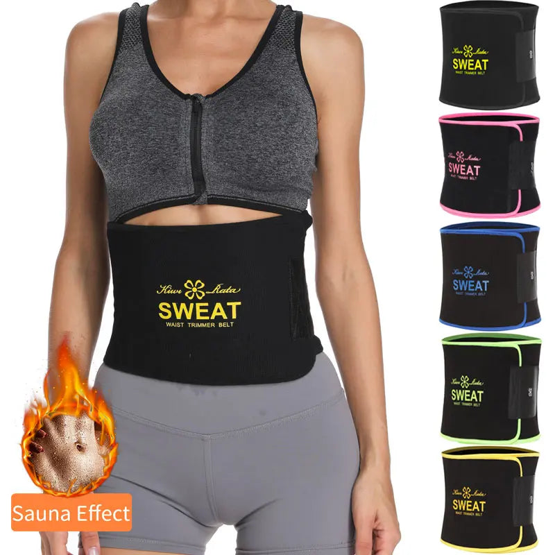 CATTIBOR Sauna Belt Men and Women,Sweat Wap Waist Trainer Belt Shapewear,Waist Trimmer Cincher Belt for Sports Runnging Workout Training Gym,Sauna Belt Womenwear and Menwear Sport Underwear,5 Color Choose