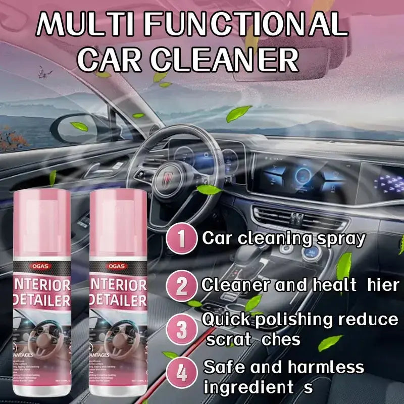 1/2/3 PACK UV Protection Interior Detailer – All-In-One Cleaner for Leather, Plastic, Rubber & Vinyl | Waterless Spray Wax & Trim Restorer, Anti-Oxidation, Glossy Finish for Car Interiors & Exteriors, 100Ml Kit