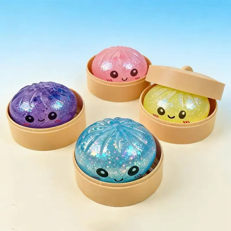 Cute Dumpling-Shaped Slow Rebound Stress Relief Toy, Soft TPR Material, Random Style, Anime-Inspired Silicone Design. Ideal Birthday, Valentine'S Day, Easter, Thanksgiving and Christmas Gift for Kids.