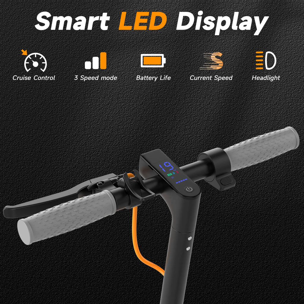 Adult Foldable Electric Commuter Scooter with APP, 350W/500W Motor, 8.5"/10" Puncture-Proof Solid Tires, 19/21MPH Top Speed, 16-28 Mi Range, Dual Braking System, Suspension, Portable Max Pro (Black)