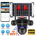 3 Lens Solar Battery Powered Wireless Wifi Outdoor Pan/Tilt Home Security Camera System Cctv,For Valentine’S Day Gift
