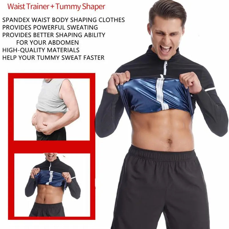 IYDOAMEA Sauna Suit for Men, Long Sleeve Shirt with Zipper, Gym Body Shaper Waist Trainer Outdoorfun Dealsforyoudays