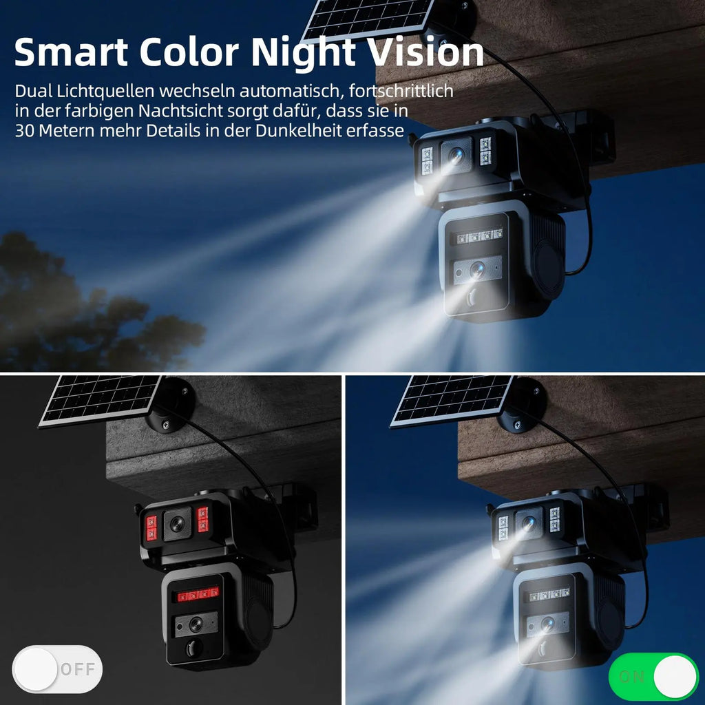 Seckun Solar Cctv Wifi Security Camera with Spotlight,1080P HD Clear Picture,Plr Motiondetection, Color Night Vision, Waterproof Black Security Wireless Camera Dual Lenses, No Dead Ends.Automatic Tracking Wireless Deals for You Two-Way Audio Aj19-Wifi