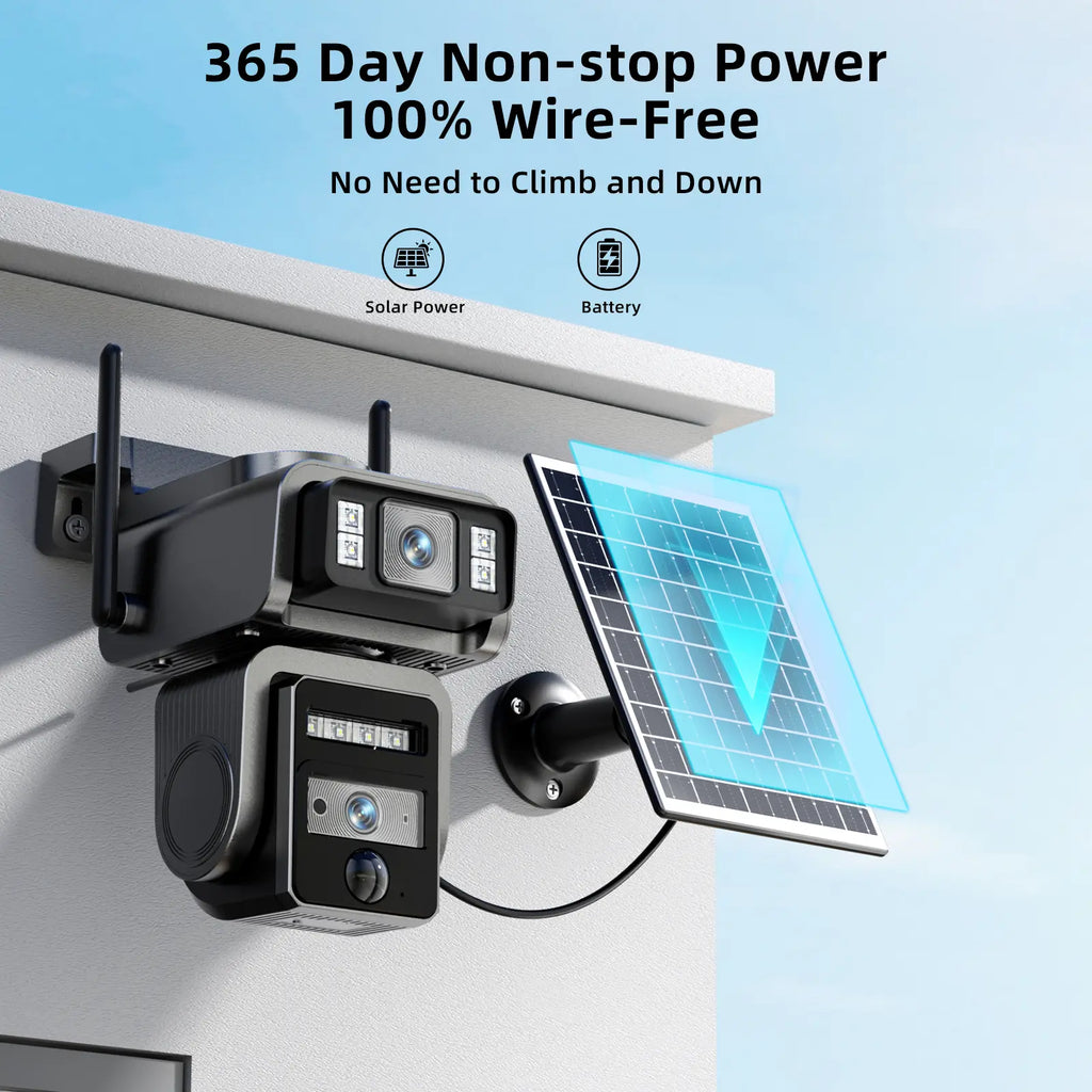 Seckun Solar Cctv Wifi Security Camera with Spotlight,1080P HD Clear Picture,Plr Motiondetection, Color Night Vision, Waterproof Black Security Wireless Camera Dual Lenses, No Dead Ends.Automatic Tracking Wireless Deals for You Two-Way Audio Aj19-Wifi