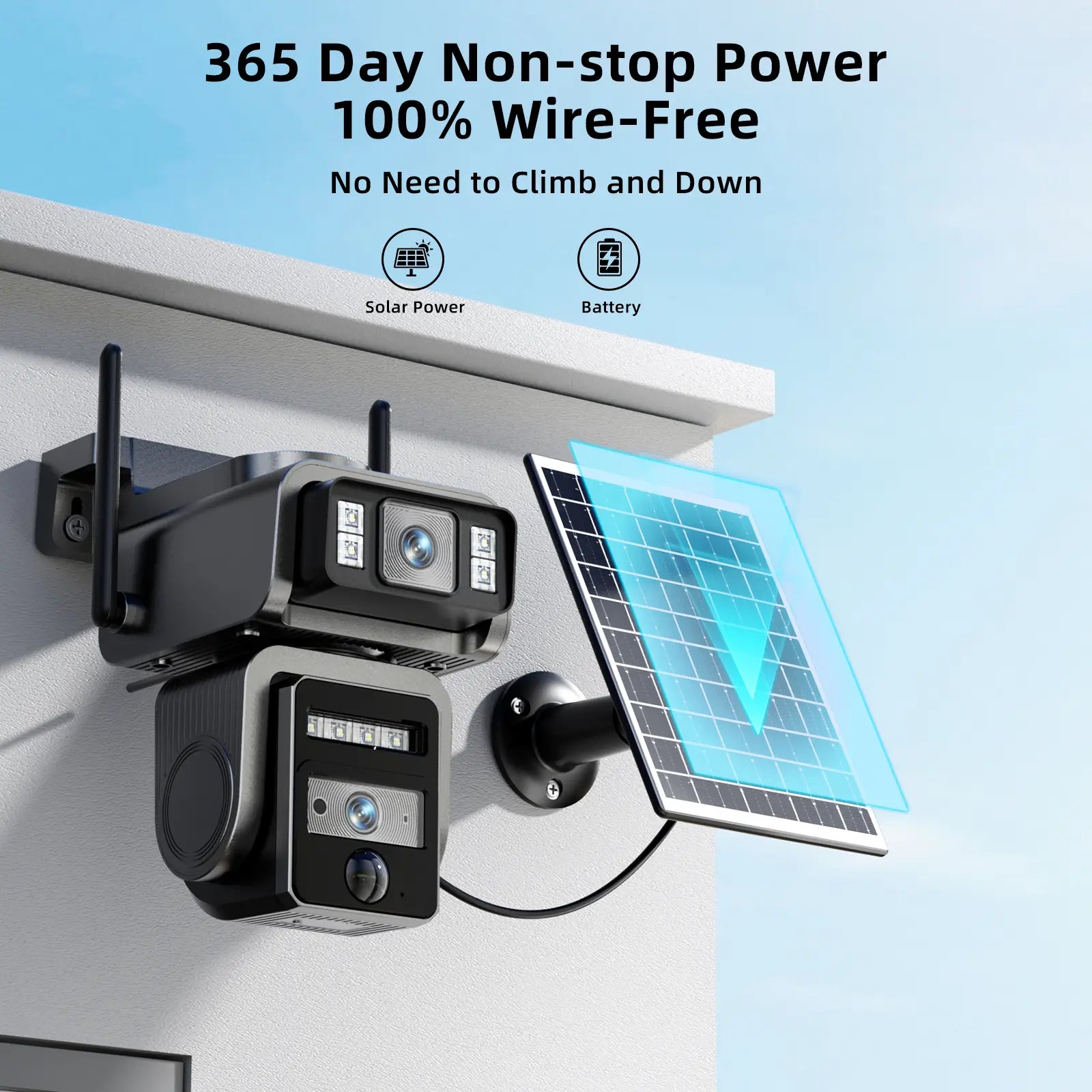 Seckun Solar Cctv Wifi Security Camera with Spotlight,1080P HD Clear Picture,Plr Motiondetection, Color Night Vision, Waterproof Black Security Wireless Camera Dual Lenses, No Dead Ends.Automatic Tracking Wireless Deals for You Two-Way Audio Aj19-Wifi