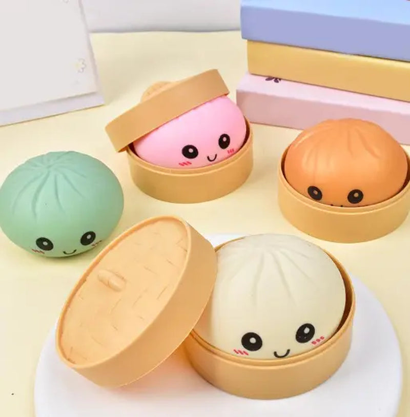 Cute Dumpling-Shaped Slow Rebound Stress Relief Toy, Soft TPR Material, Random Style, Anime-Inspired Silicone Design. Ideal Birthday, Valentine'S Day, Easter, Thanksgiving and Christmas Gift for Kids.