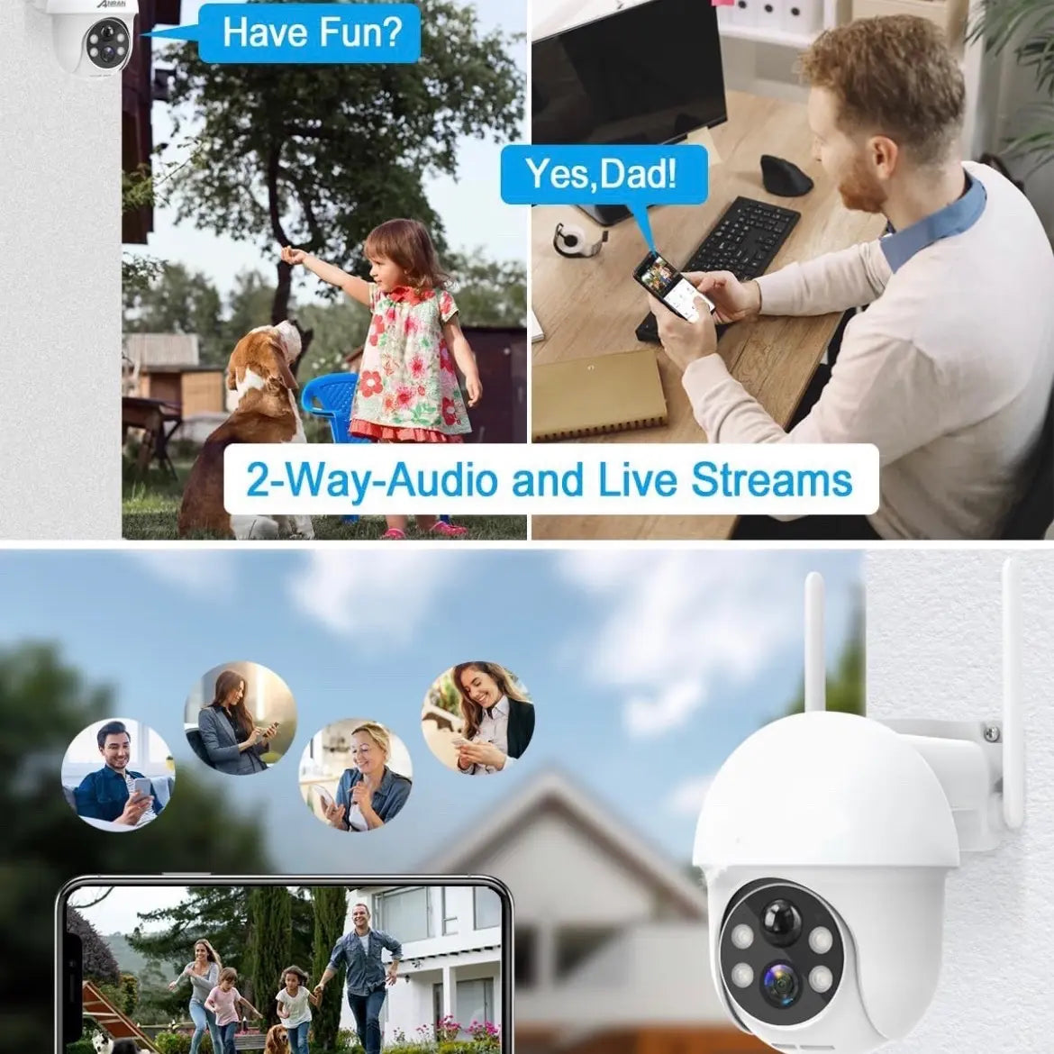Security Solar Wireless Camera for Outdoor with 360° View