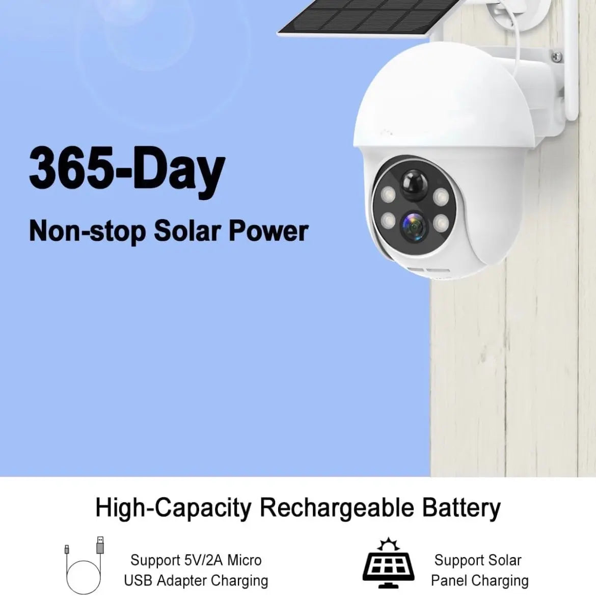 Security Solar Wireless Camera for Outdoor with 360° View