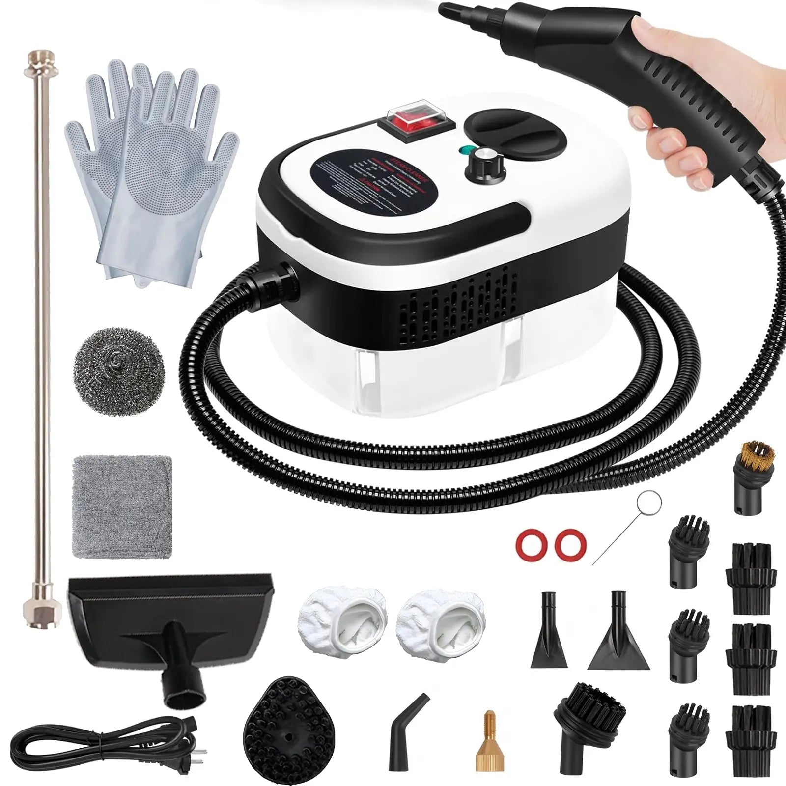 2500W Handheld Steam Cleaner High-Temperature 221 ℉ & High-Pressure 3.0Bar Portable Car Steamer with 20 Accessories for Kitchen Grease Car Detailing & Bathroom Cleaning