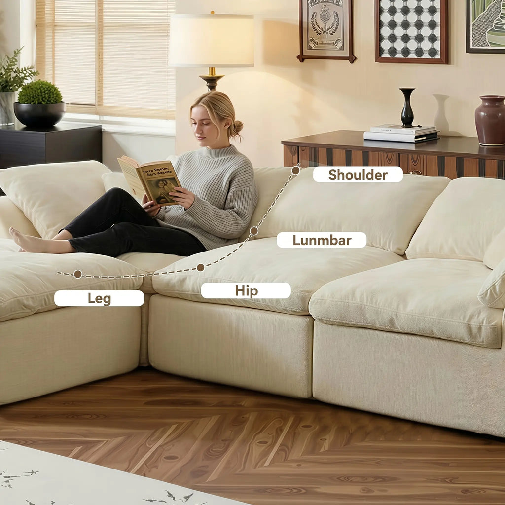 108 in Boneless Sectional Couch, L-Shape Modular Living Room Sofa with Ottoman, Compressed No-Assembly Furniture, Cloud-Like Comfort, Flexible Design, Contemporary Look