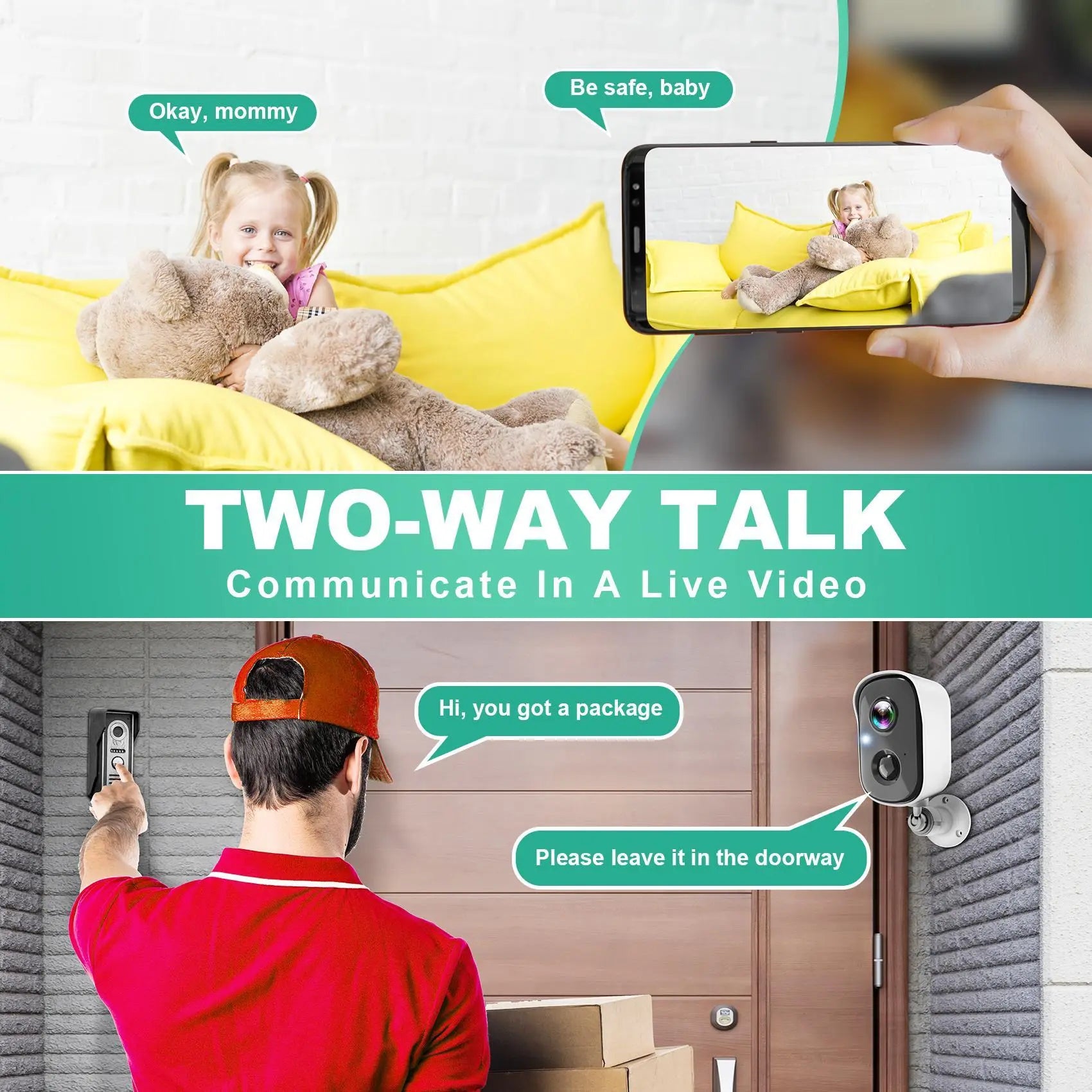 Vision Well Wireless Camera for Home Protection, with 1080P HD, Wifi, Spotlight, AI Siren, Color Night Vision, Two-Way Audio, and Sd/Cloud Storage.