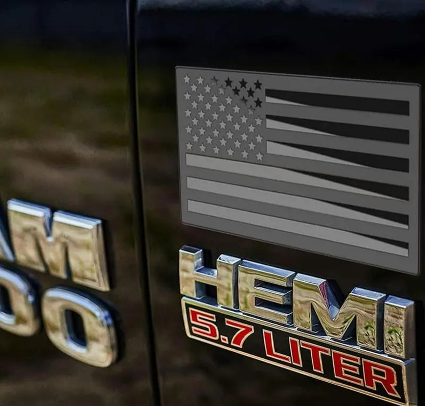 3D Metal All Black American Flag Emblem Decal Stickers (1 Pair), Matte Black 5" X 3" Patriotic USA US Flag Car Decals Bumper Stickers for Truck, Window, Motorcycle, Support US Military