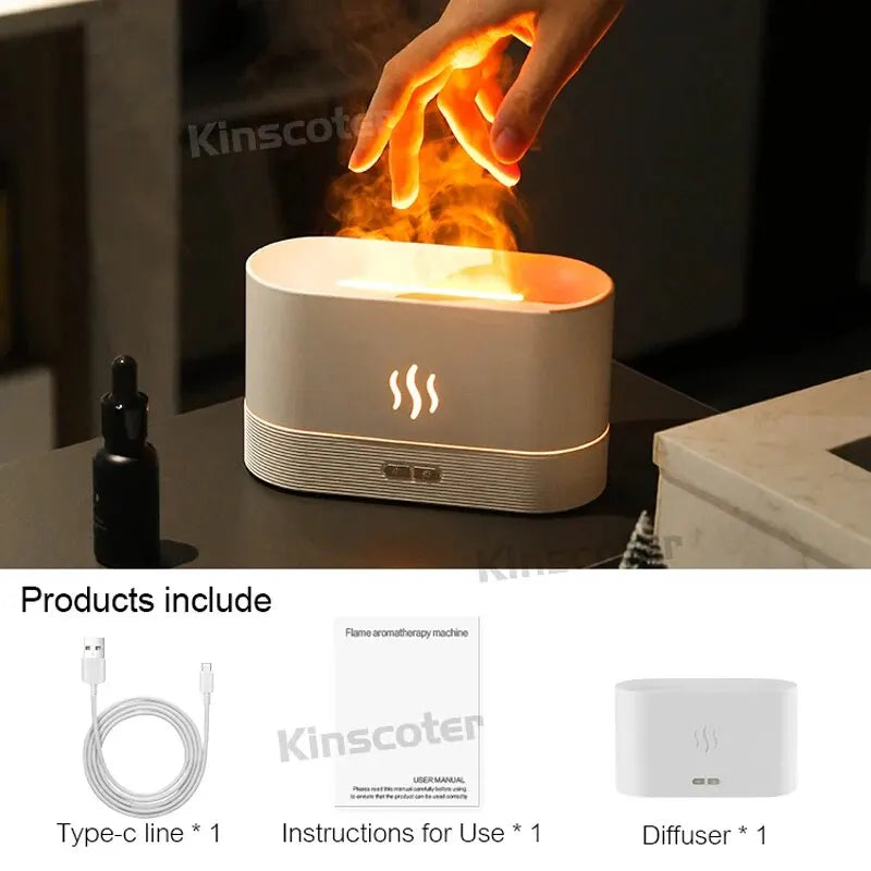 KINSCOTER Aroma Diffuser Air Humidifier Ultrasonic Cool Mist Maker Fogger Led Essential Oil Flame Lamp Difusor - Color: White Basic