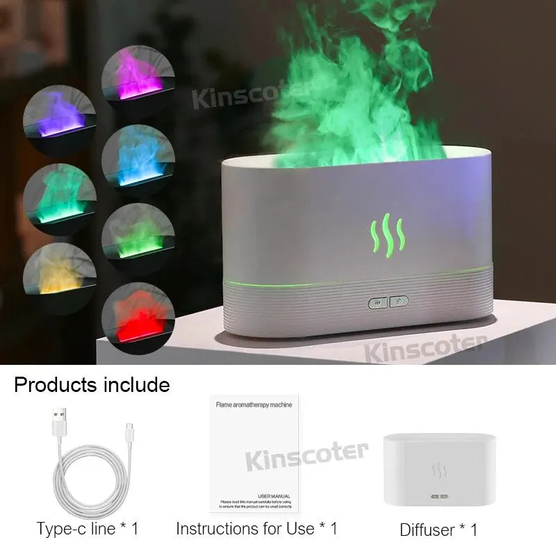 KINSCOTER Aroma Diffuser Air Humidifier Ultrasonic Cool Mist Maker Fogger Led Essential Oil Flame Lamp Difusor - Color: White PRO