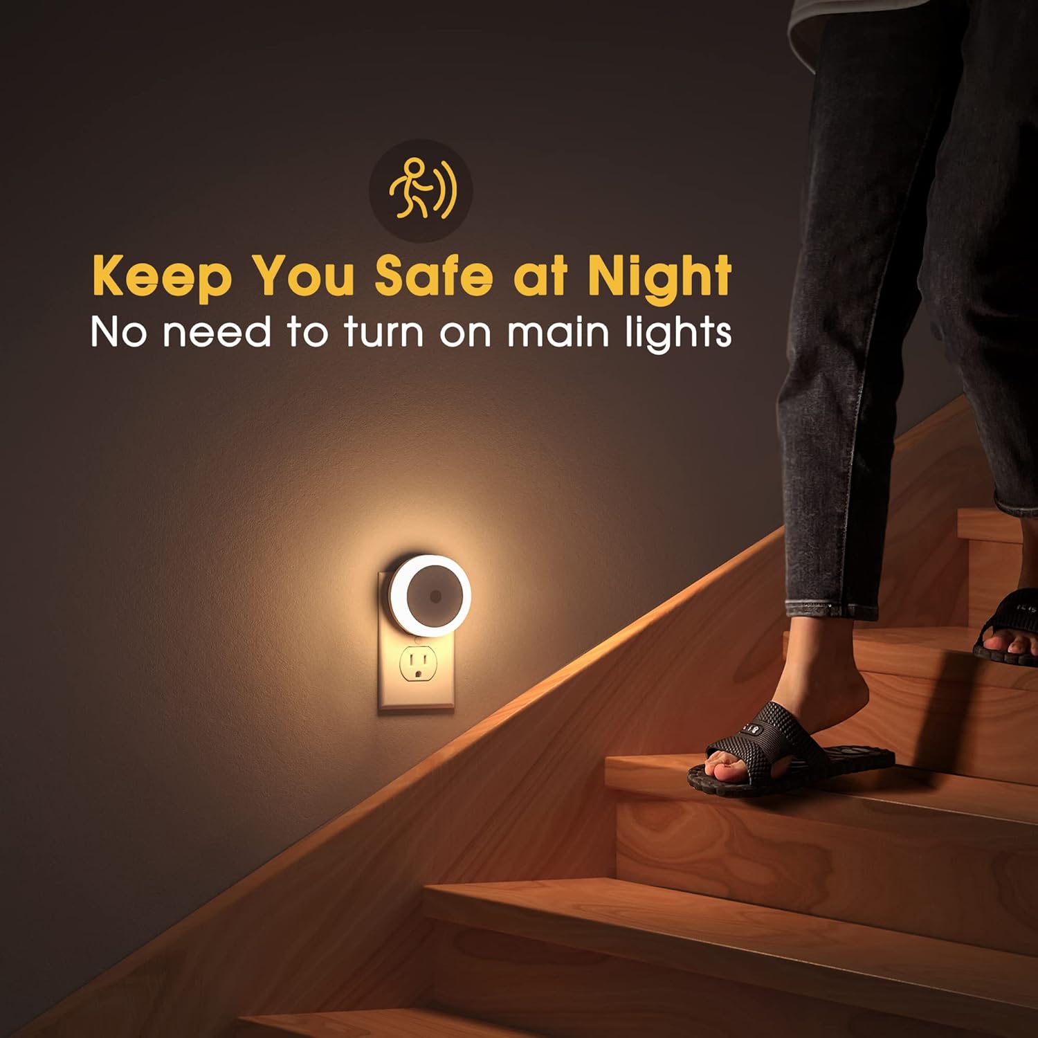 Briignite LED Baby Night Lights Plug into Wall [4Pack], Nightlight with Light Sensors for Kids Room, Bathroom Stair Lights, Hallway Light, Warm White