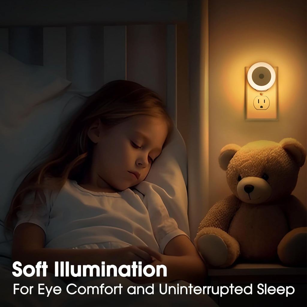 Briignite LED Baby Night Lights Plug into Wall [4Pack], Nightlight with Light Sensors for Kids Room, Bathroom Stair Lights, Hallway Light, Warm White