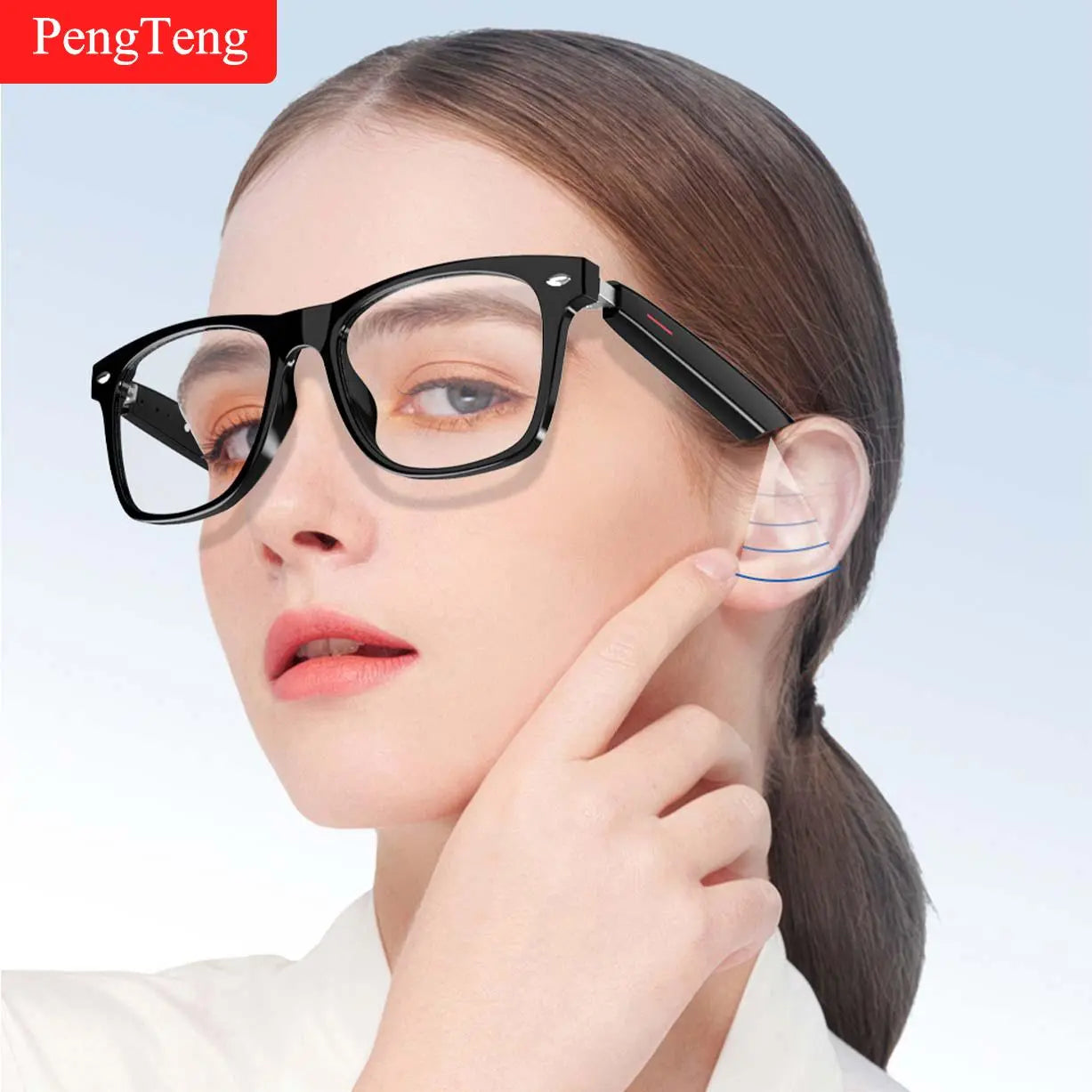 Smart Glasses with High-Quality Sound, Voice Calling, Bluetooth-Compatible with Fast Pairing, Large Capacity Long-Lasting Battery, Perfect Gift, Cool Gadget #GLOBAL PICKS - Color: Clear, Specification: one-size