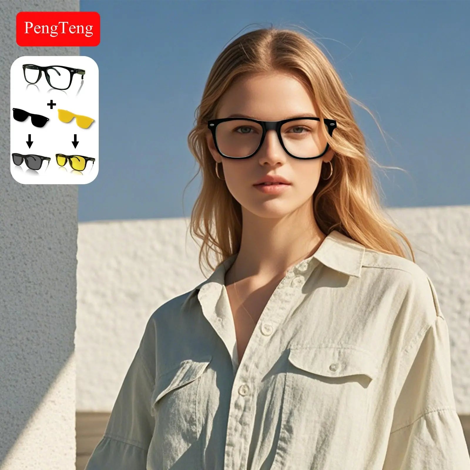 Smart Glasses with High-Quality Sound, Voice Calling, Bluetooth-Compatible with Fast Pairing, Large Capacity Long-Lasting Battery, Perfect Gift, Cool Gadget #GLOBAL PICKS - Color: Yellow, Specification: one-size